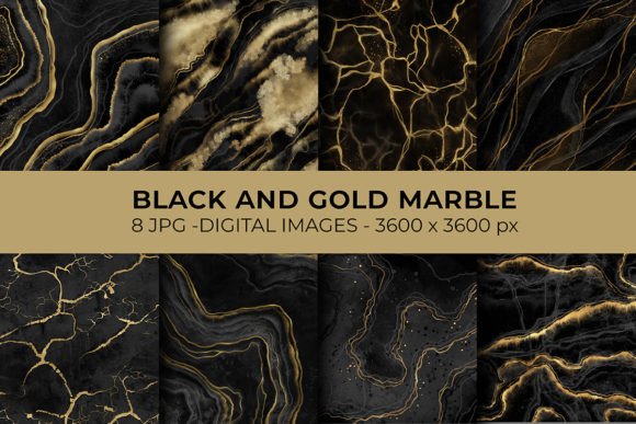 Black and Gold Marble Digital Pattern