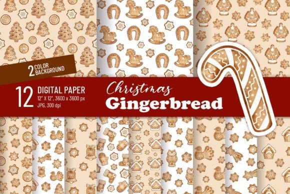 Christmas Gingerbread Digital Paper Set