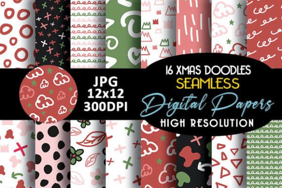 Christmas Seamless Doodles: Creative Digital Papers for Festive Projects