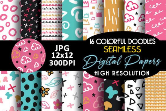 Colorful Seamless Doodles Simple Pattern