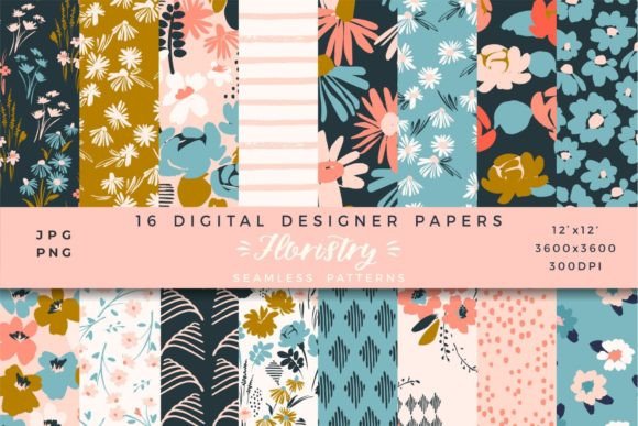 Floristry. 16 Digital Papers.