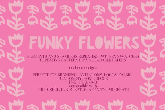 Funky Flowers Repeating Pattern Elements: A Creative Digital Paper Resource for Crafters & Designers
