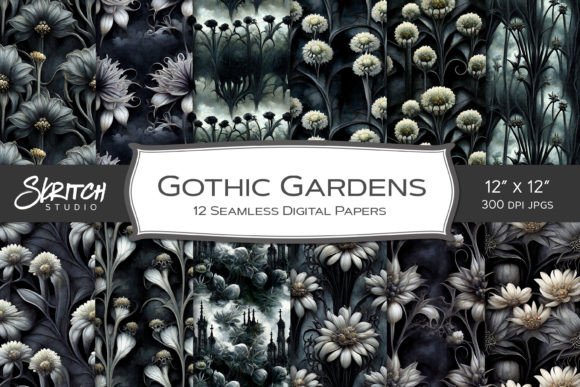Gothic Gardens Seamless Pattern Set