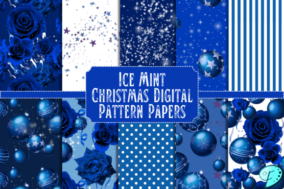 Ice Mint Christmas Digital Pattern Paper