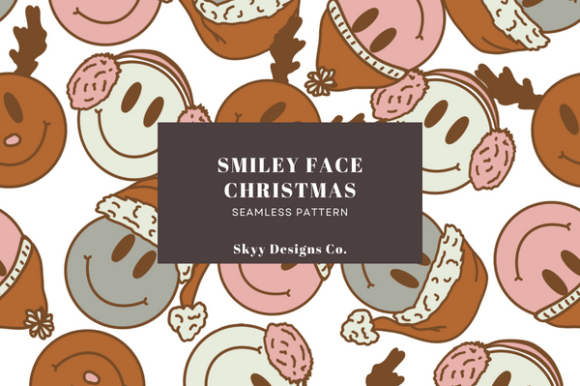 Smiley Face Christmas Seamless Pattern